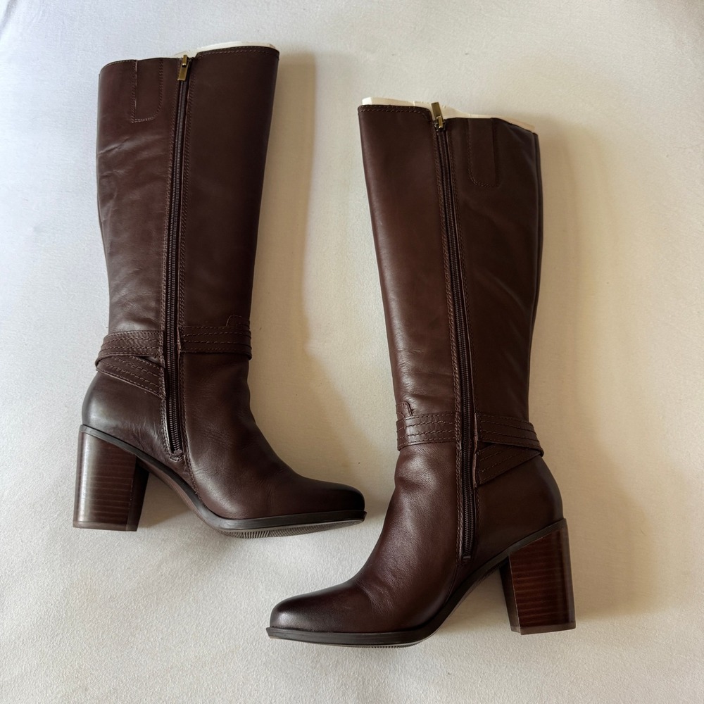 Naturalizer Kelsey Wide Calf Riding Boots 7.5W Leather Dark Brown Equestrian - Picture 5 of 13